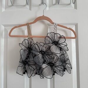 Floral Embroidered Crop Top
